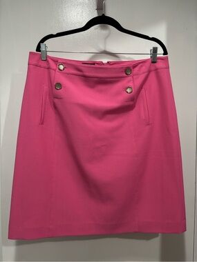 JM Studio by John Meyer Bright Pink Mini Skirt with Gold-Tone Button Detail